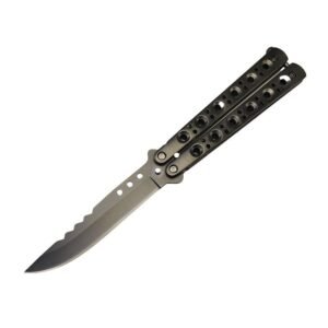 Balisong Butterfly Knife – Black Finish Stainless Steel Folding Knife